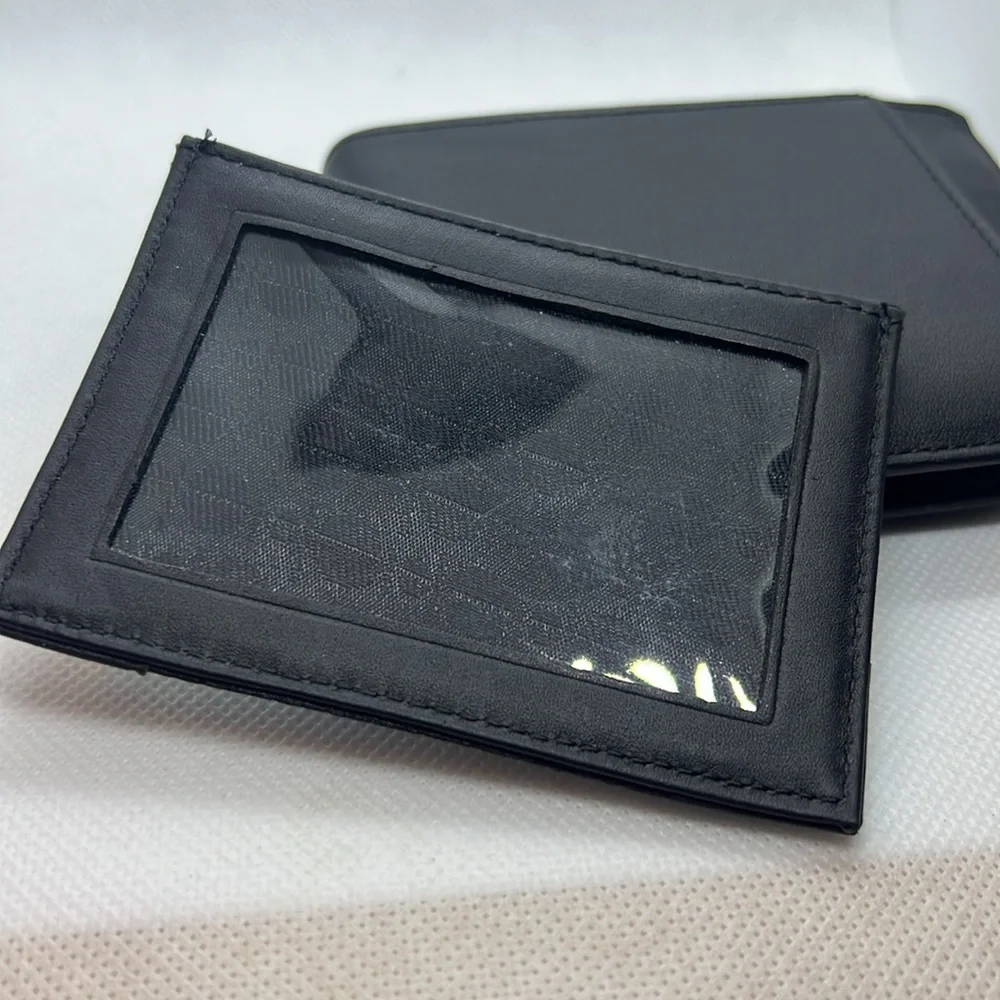 Perry Ellis Black Bi-Fold Soft Leather Wallet Pocket Planner - 10 Card Pockets
